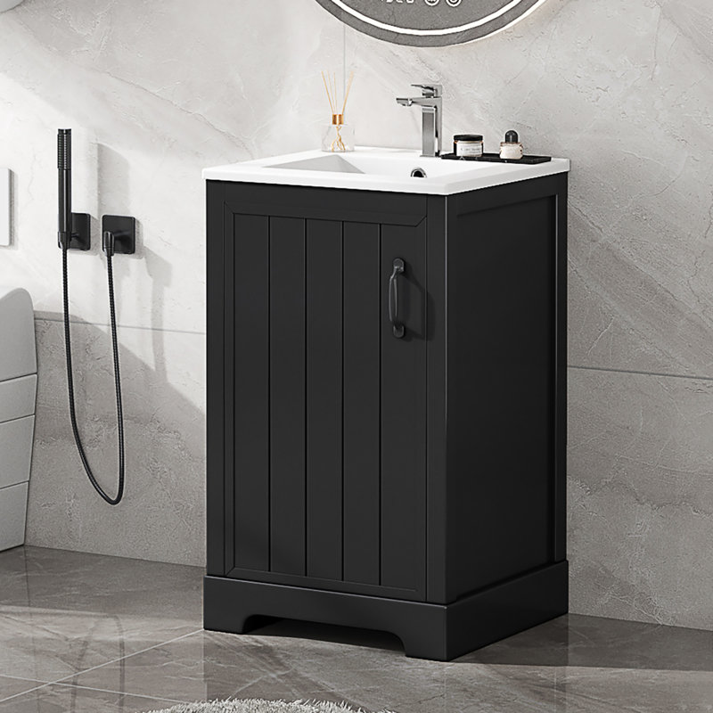 20"W Freestanding Athroom Vanity With Sink Top, Black