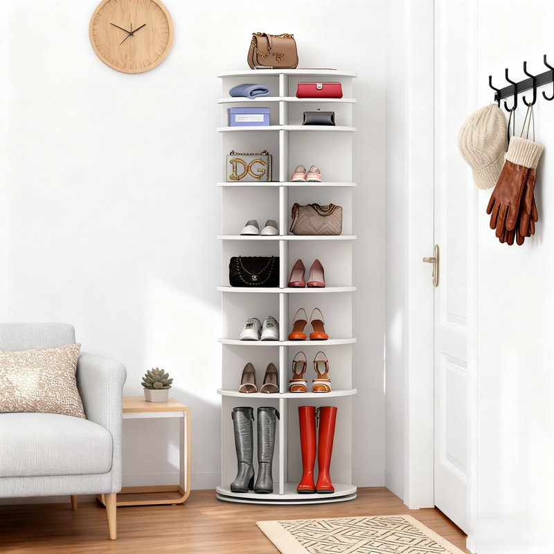 Étagère à chaussures rotative à 8 niveaux, organisateur de rotation pour un rangement efficace et un accès facile dans n'importe quelle pièce