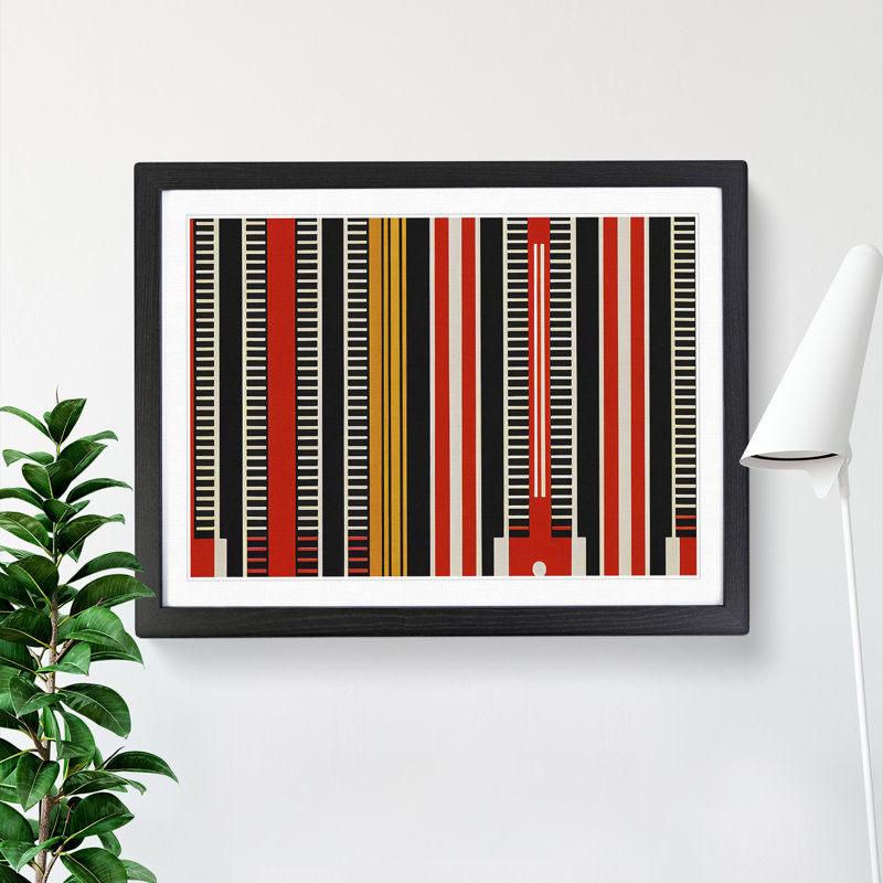 Audio Equalizer Art Deco Vol.2 Abstract - Single Picture Frame Print, Black, 46cm H x 64cm W