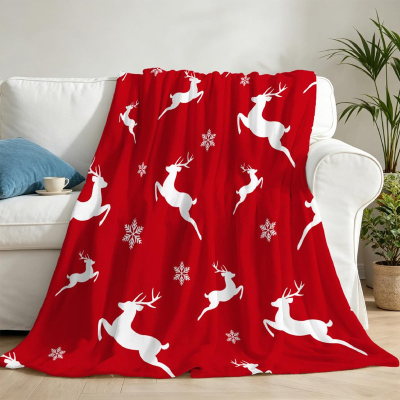 Jeté en molleton blanc ultra doux en flanelle, imprimé hivernal sans couture, Throw 50" x 60"
