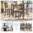 5 Piece Dining Table Set, Wooden Dining Square Table Set For 4, Counter Height Kitchen Table Set With Square Table And 4 Upholstered Chairs For Small Space-1475006266