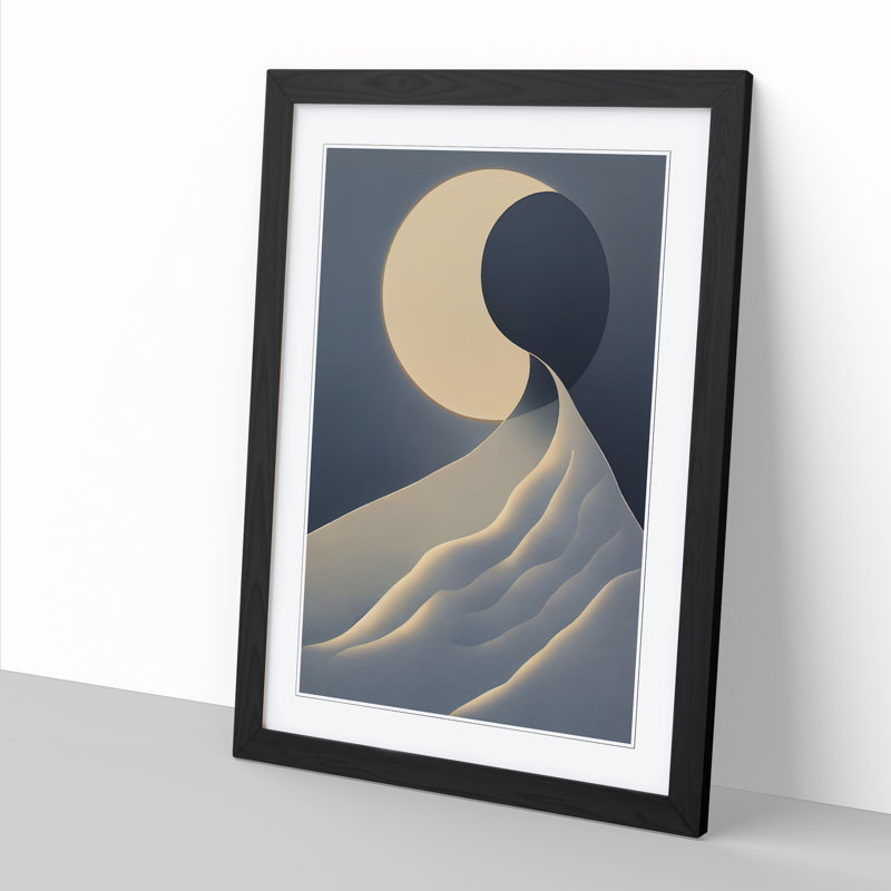 Winter Landscape Minimalism - Single Picture Frame Print, Black, 34cm H x 25cm W x 2cm D