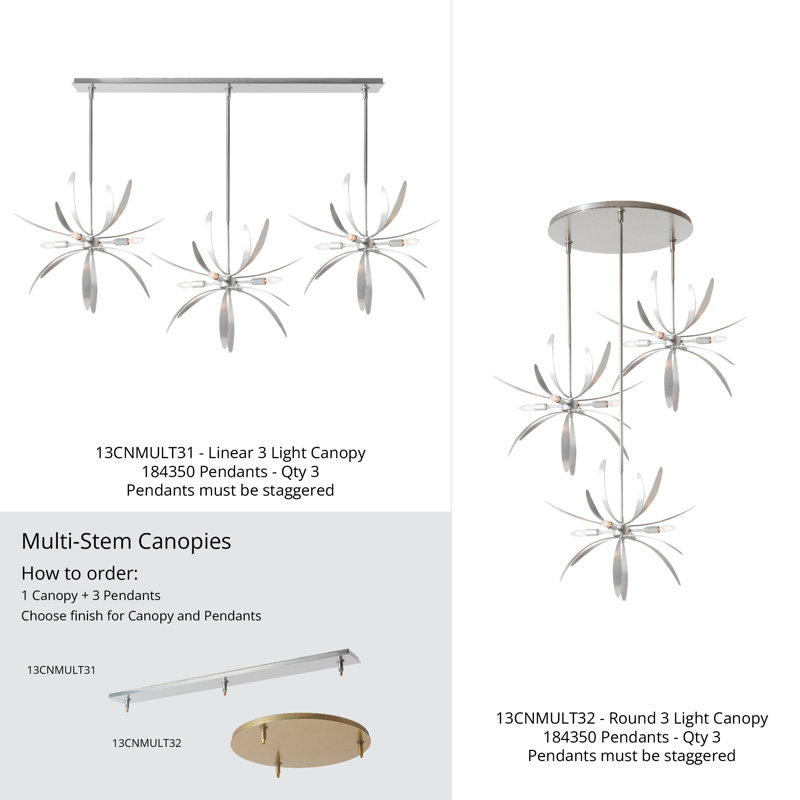 3-Light Linear Canopy, Vintage Platinum