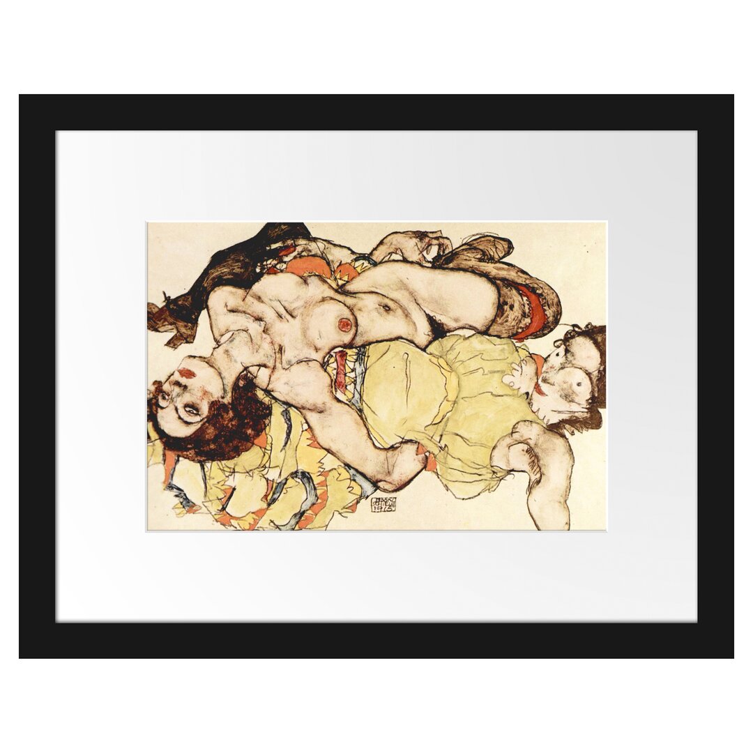 Gerahmter Kunstdruck Women Loving Each Other von Egon Schiele