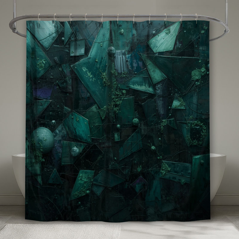 Rideaux de douche texturés à motif abstrait géométrique, L 70 po x H 93 po