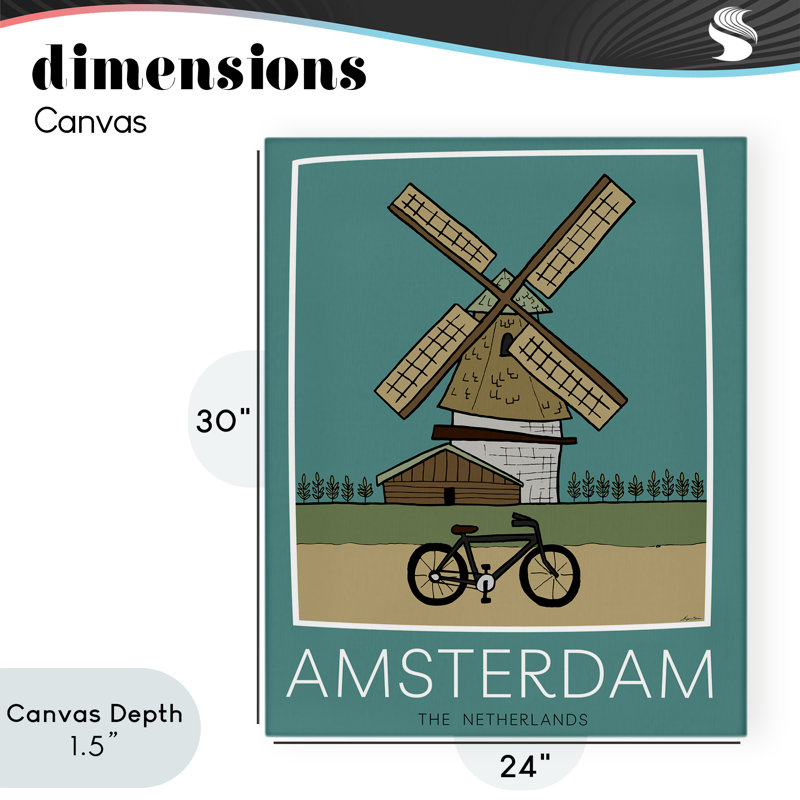 «Amsterdam Windmill», toile par Hugo Edwins, H 30 po x l 24 po
