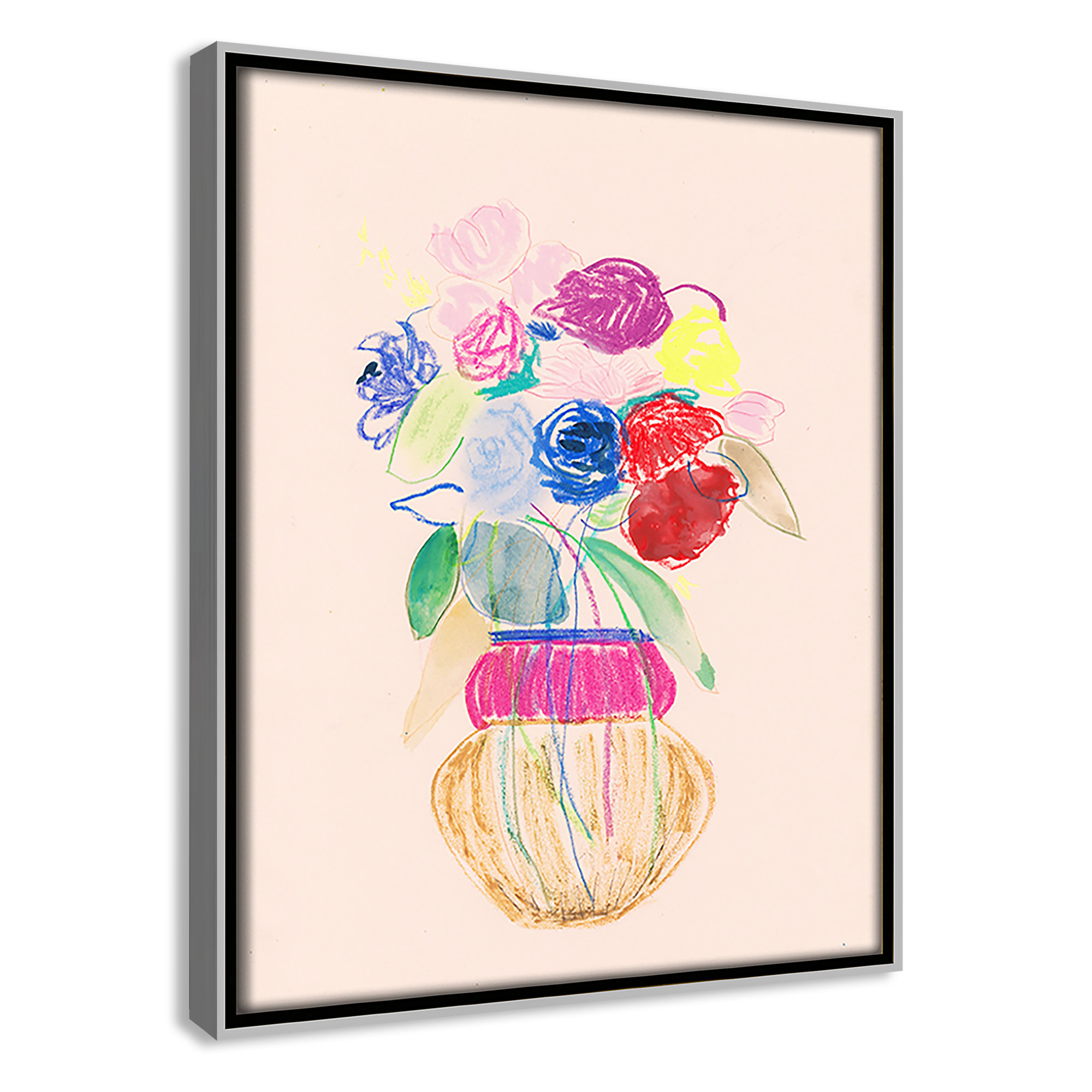 Simple Floral II Print by Bea Dina, Silver Floater Framed Canvas, No Mat, 11.5" H x 9.5" W x 2" D
