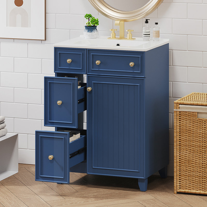 24'' Single Bathroom Vanity with Top, Blue