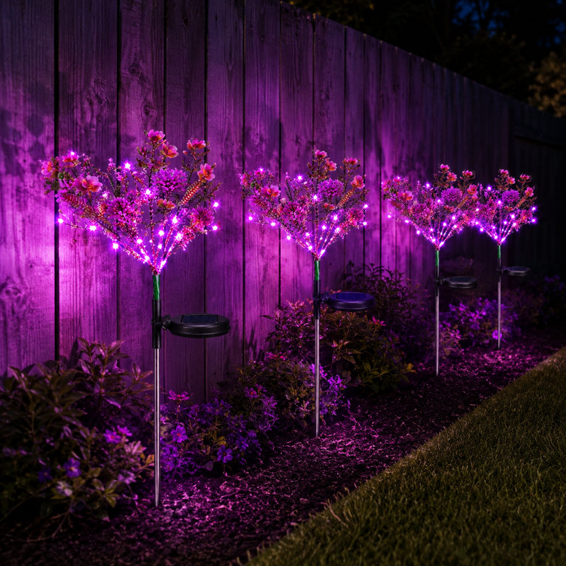 Solar Garden Lights Outdoor Phalaenopsis LED Flower Stake Lights Waterproof Garden Decor for Yard and Pathway