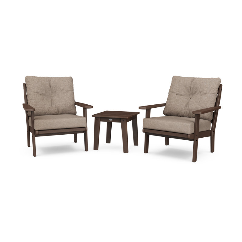 Ensemble de chaises à assise profonde 3 pièces Lakeside, Brun épicé , Acajou