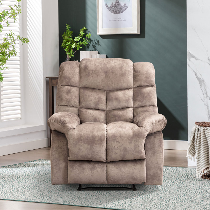 Chira 36.9'' Wide Modern and Soft Upholstered Manual Standard Recliner, Brown