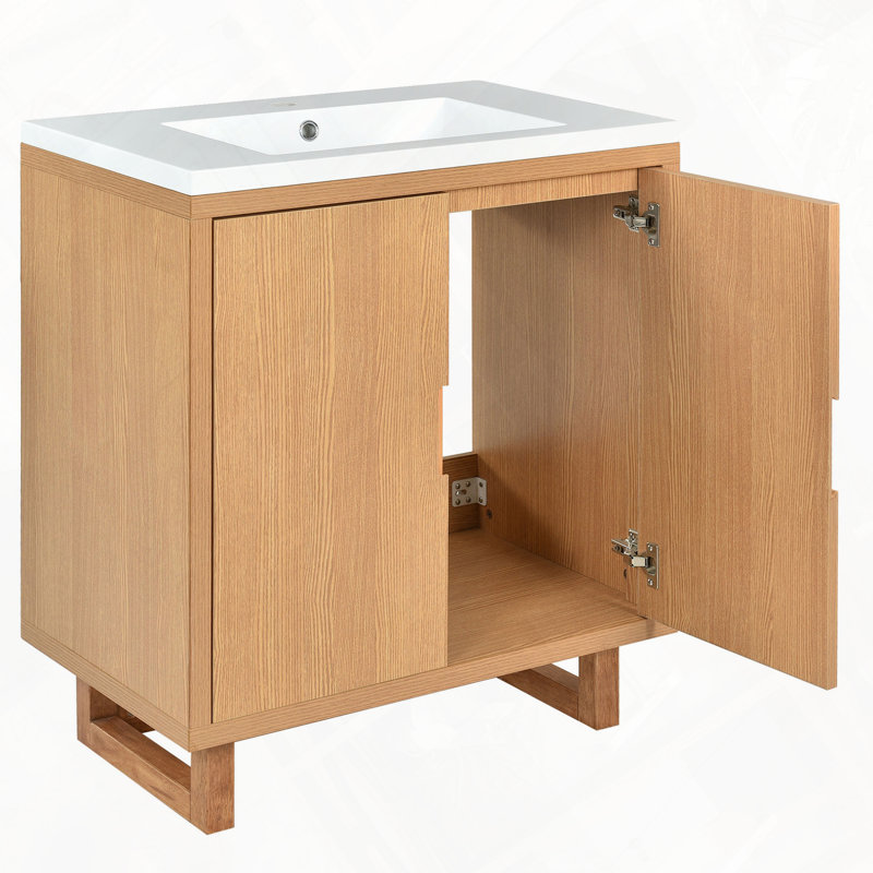 Ensemble de meuble-lavabo avec lavabo et armoire de rangement, Bois robuste