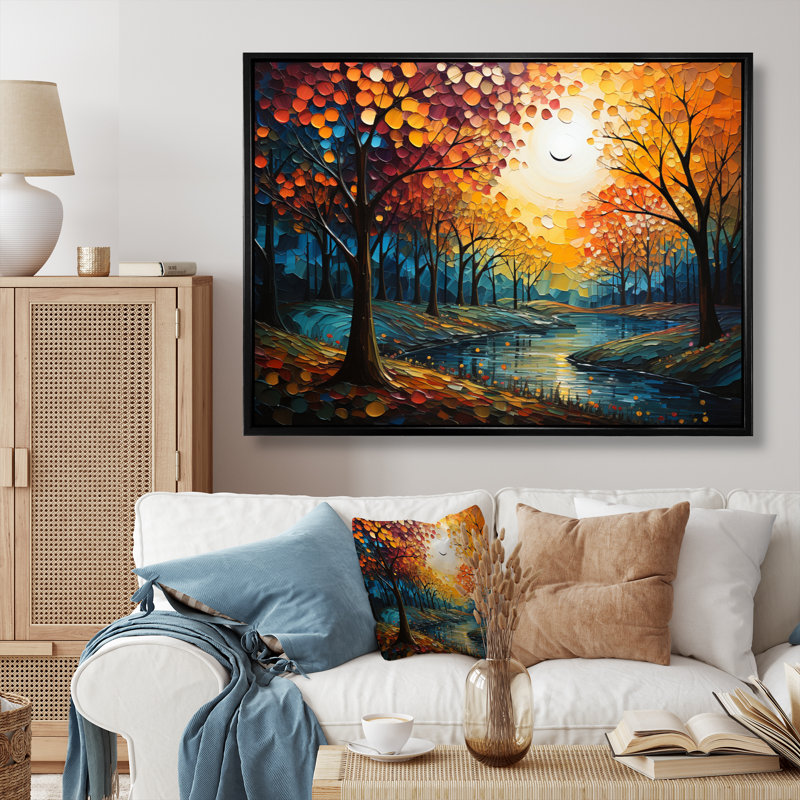 «Colorful Neo Primal Forest Collage III», reproduction, Cadre flottant noir, H 16 po x l 32 po x P 1 po