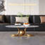 Table basse en métal doré avec piédestal en acier inoxydable et plateau en faux marbre