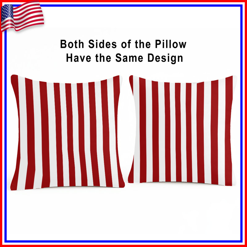 Red Stripes Double Sided Throw Pillows, 16 x 16 inches