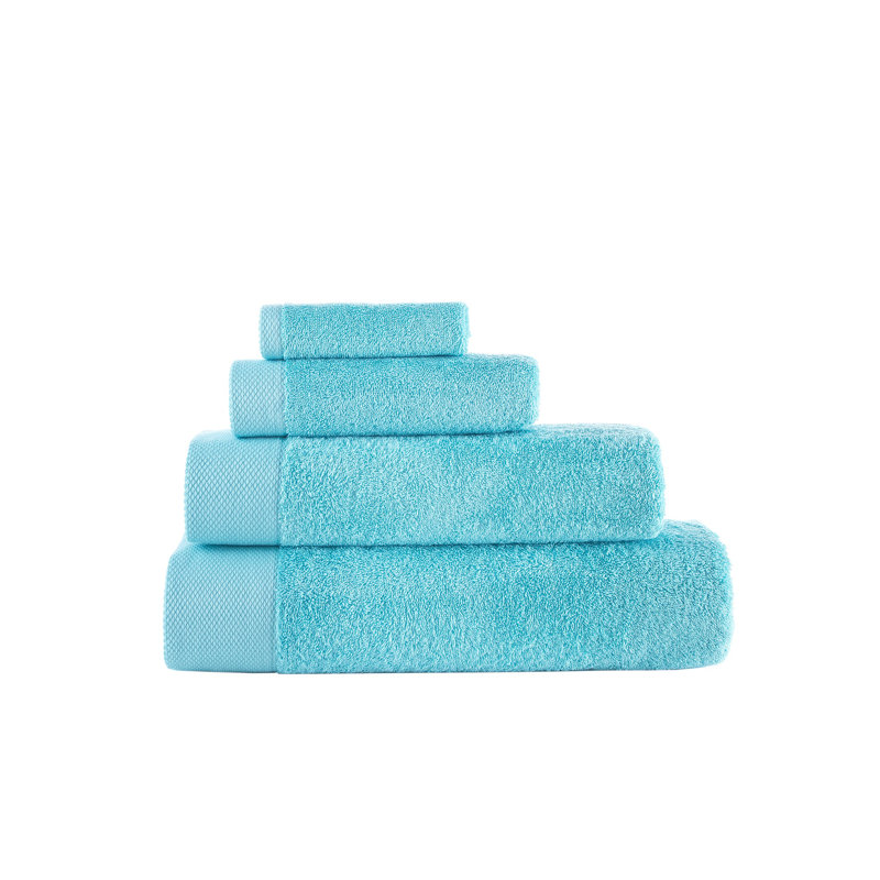 Turkish Cotton Plush Jacquard Bath Towel, Sea Glass
