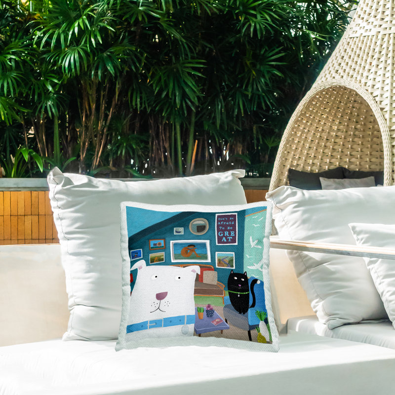 Coussin décoratif d'extérieur Be Great Inspirational Family Pet Room par Carla Daly