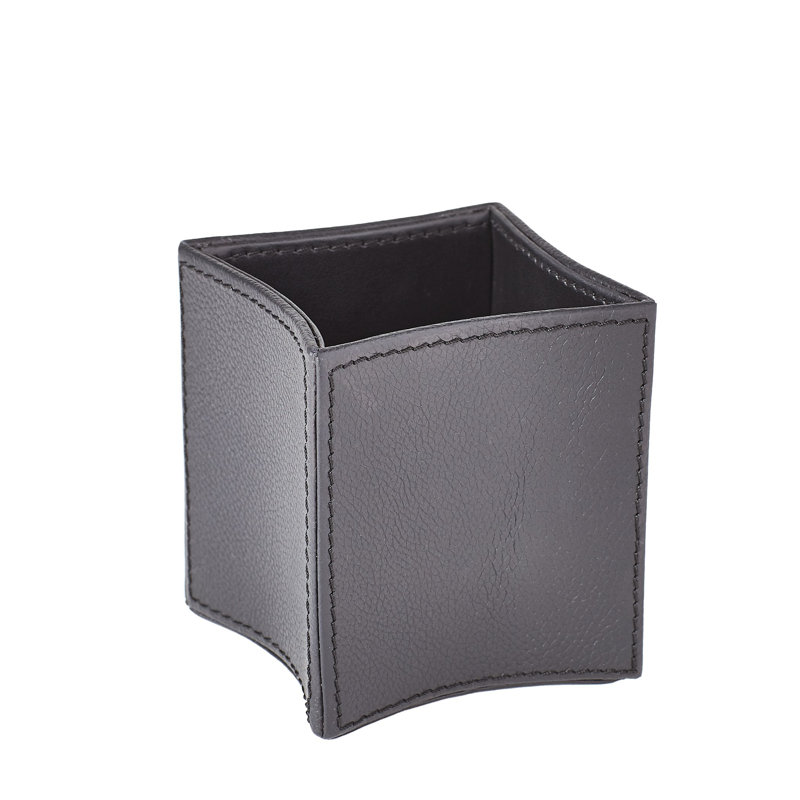 Tabron Folded Leather Pencil Cup, Black