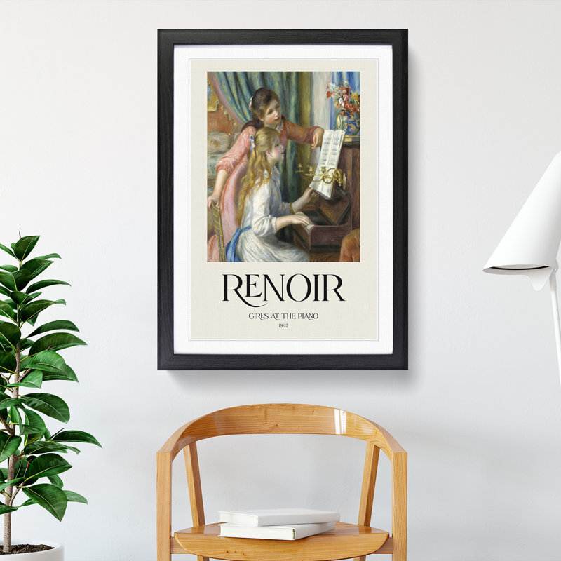 Two Young Girls at the Piano by Pierre-Auguste Renoir - Picture Frame Art Prints, 65cm H x 48cm W x 2cm D, Black