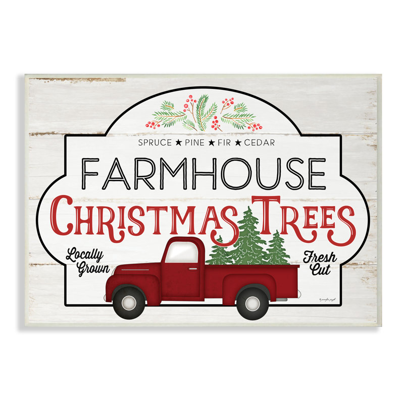Enseigne rétro arbre de Noël rustique par Jennifer Pugh-impression d’art graphique, Plaque murale