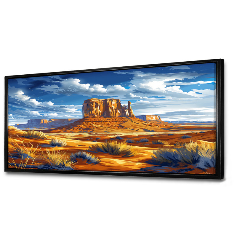 Margrid - désert, art mural, Toile avec cadre flottant noir, H 28 po x l 60 po x P 1,5 po