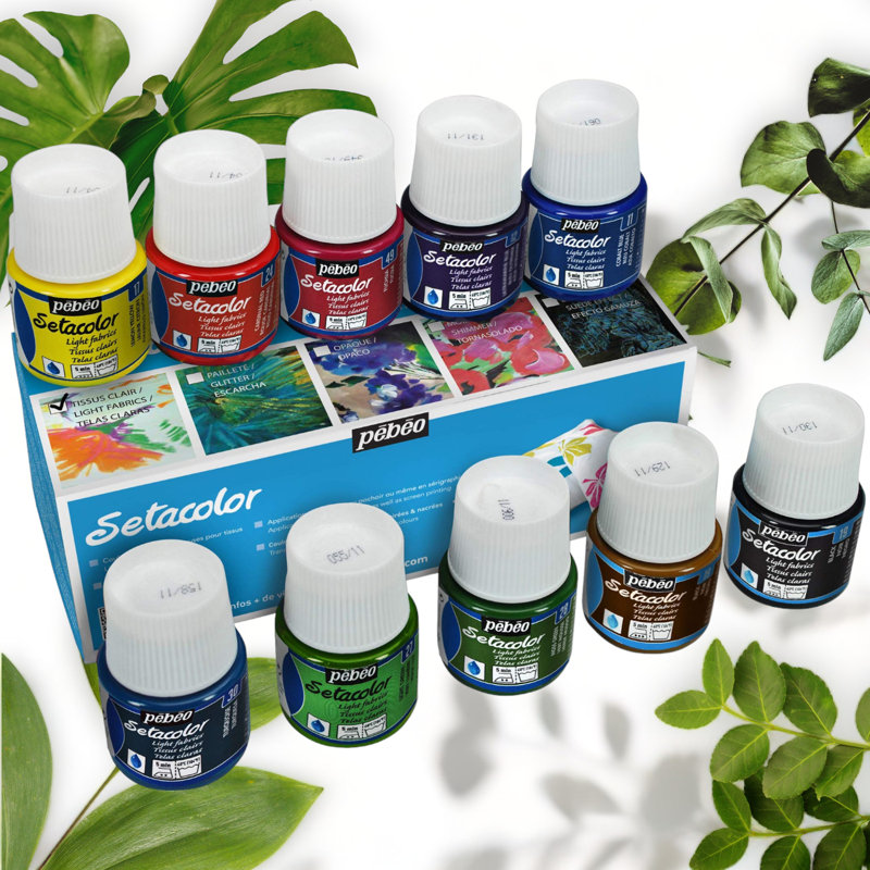 Opaque Fabric Paint Set 10 Pack 45ml Colors