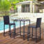 Ensemble de bar en rotin 3 pièces avec plateau en verre, 2 tabourets de bar pour l'extérieur, le patio, le jardin, le bord de la piscine