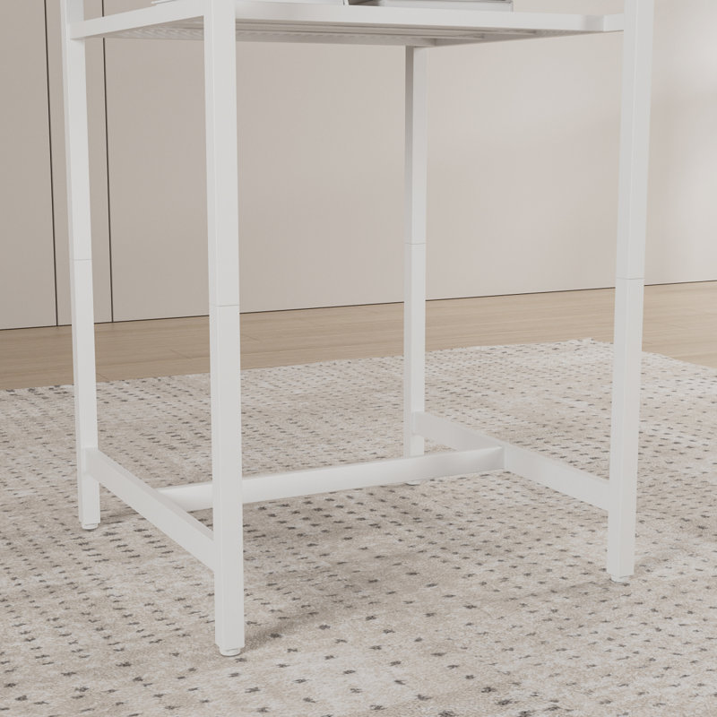 Table de bar, équipée de 2 tabourets de bar, avec dossier et cloison, Brun / Blanc