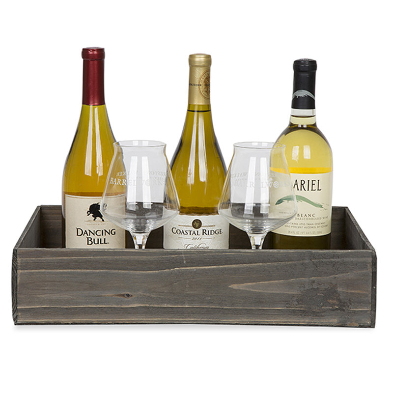 Boîte en bois massif, H 16 po x l 11 po x P 4 po, gris