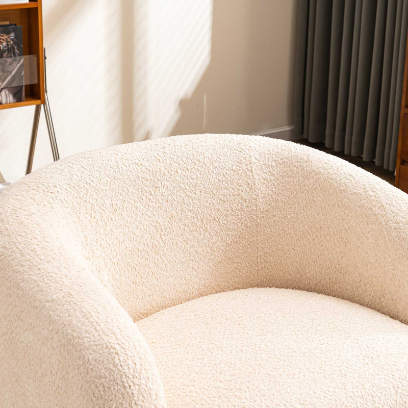 Fauteuil demi-tonneau pivotant rembourré Munehito, Beige