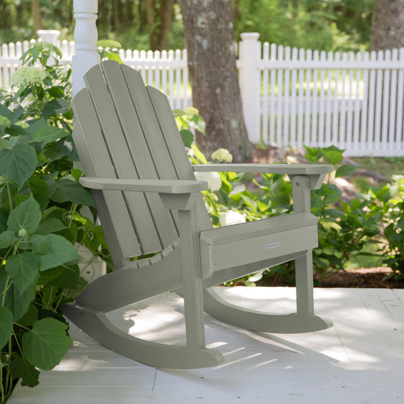 Chaise berçante d'extérieur en plastique Anette, Eucalyptus