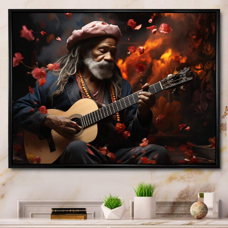 Maclan Bohemian Soulful Serenade - impression, H 34 po x l 44 po x P 1,5 po, Cadre flottant noir