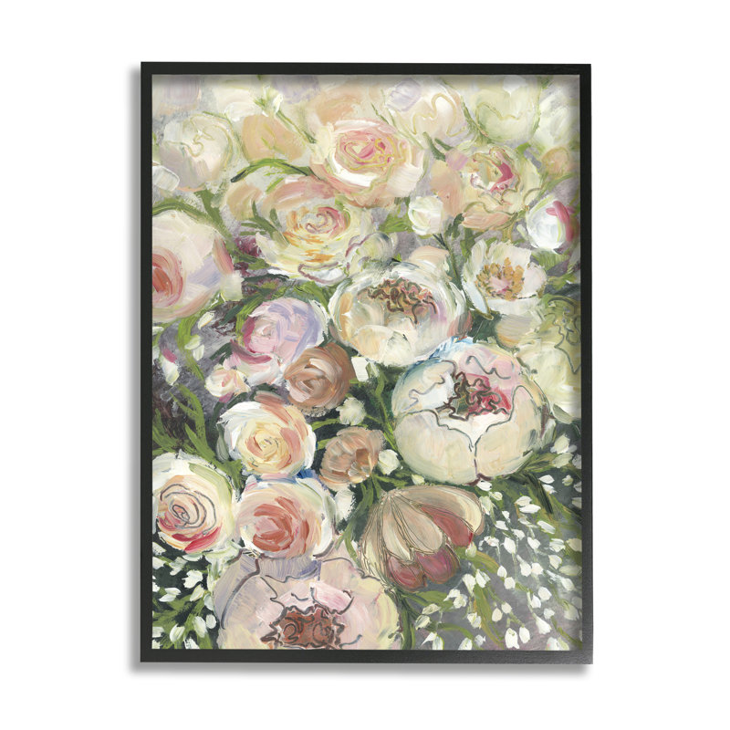 «Abstract Blooming Garden Flowers» par Blursbyai - peinture à cadre flottant sur bois, H 20 po x l 16 po x P 1,5 po