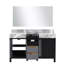Black and Grey Double Bath Vanity 55 in. W x 22 in. D, Castle Grey Marble Top and 53 in. Mirror