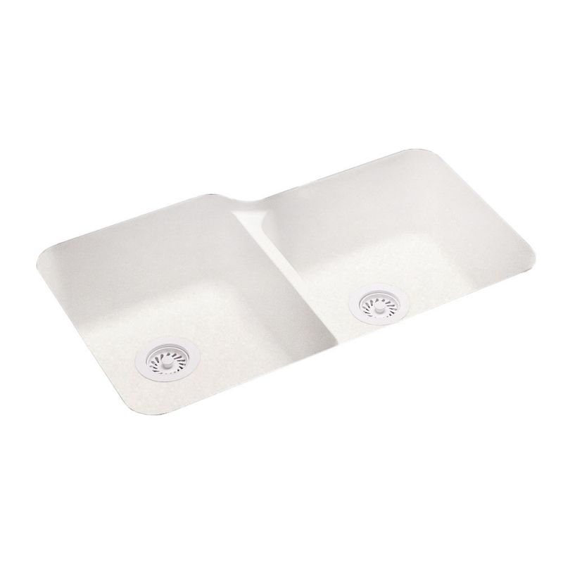 Swan 21.25'' W Double Bowl Solid Surface Undermount Kitchen Sink, Tahiti Ivory