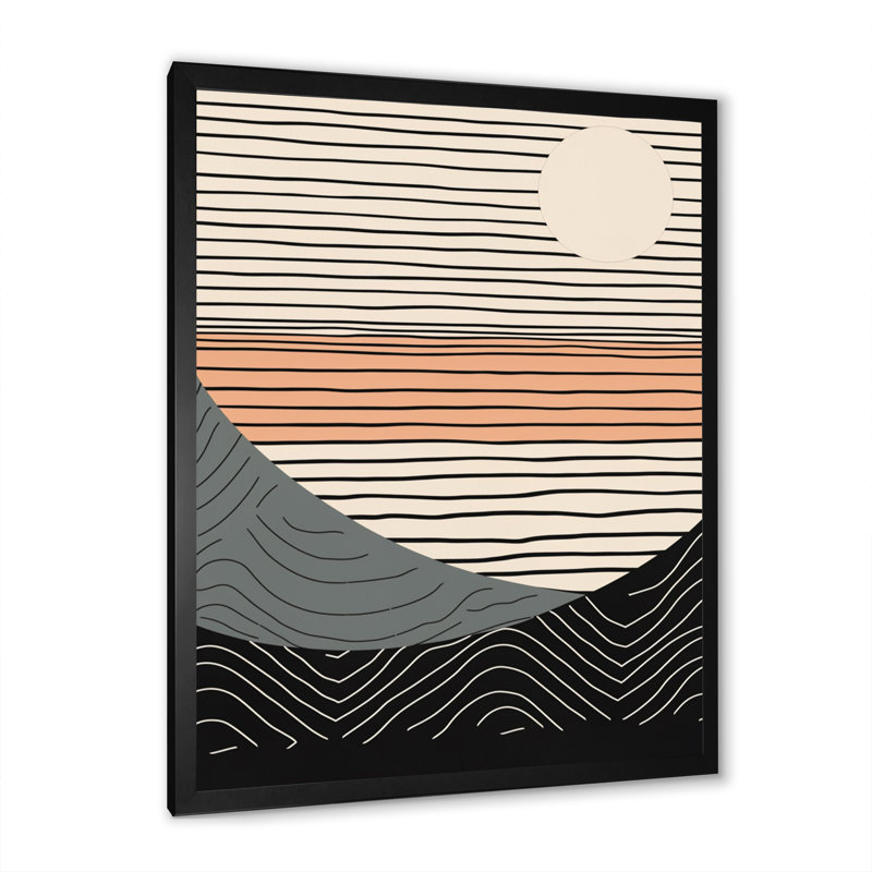 " Simple Horizon III ", 40" H x 30" W x 1.5" D, Black Single Picture Framed