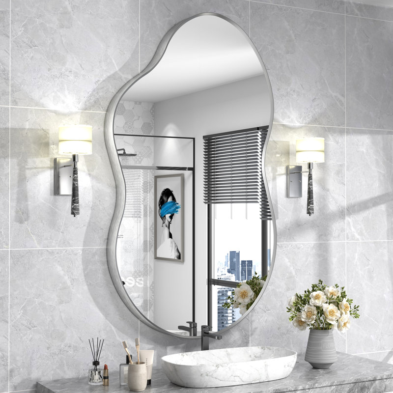 Miroir mural Amara, 49 po x 27 po, Argent brossé