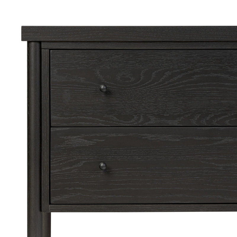 ROARK 2 - Drawer Solid Wood Nightstand, Ebony Oak