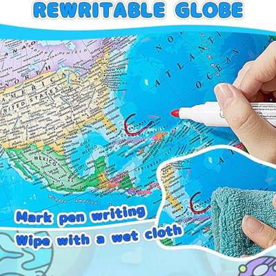 Tabletop World Globe Desk Decoration, 360° Horizontal Rotation with Clear Text Markings