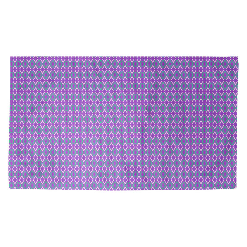 Tapis mauve / bleu sarcelle à motif géométrique Avicia, Rectangle 2 pi 2 po x 3 pi 4 po