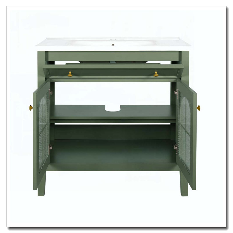 Armoire de salle de bain 35,6 po, Green+Only Cabinet+2door