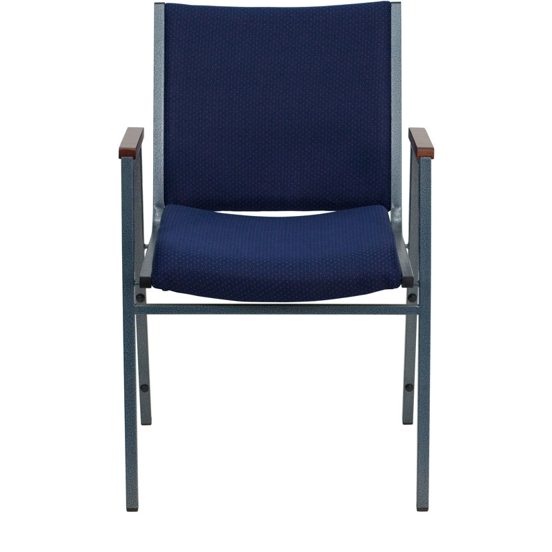 Aliya Heavy Duty Blue Fabric and Steel Stacking Chair with Arms