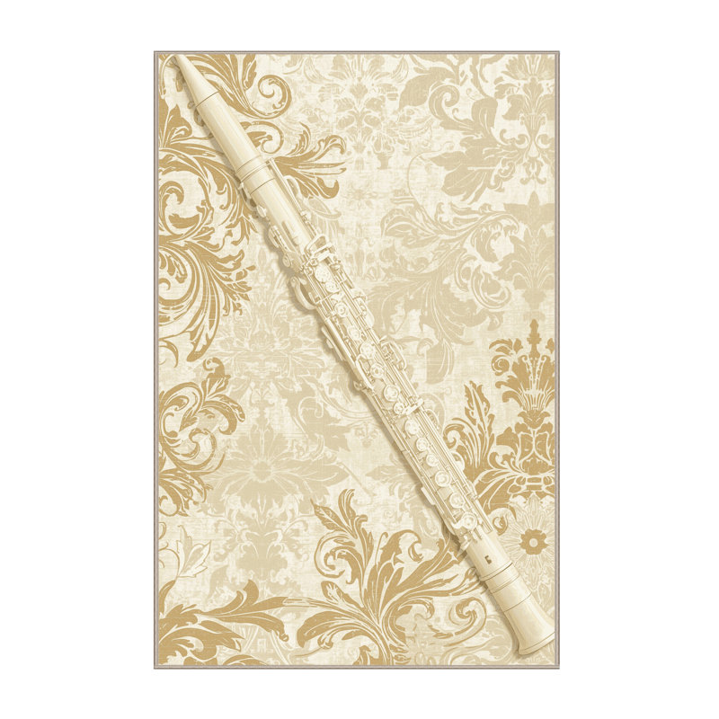 Machine Washable Osnas Oboe Classic Damask Rug in Beige – Beige Binding, 7x9