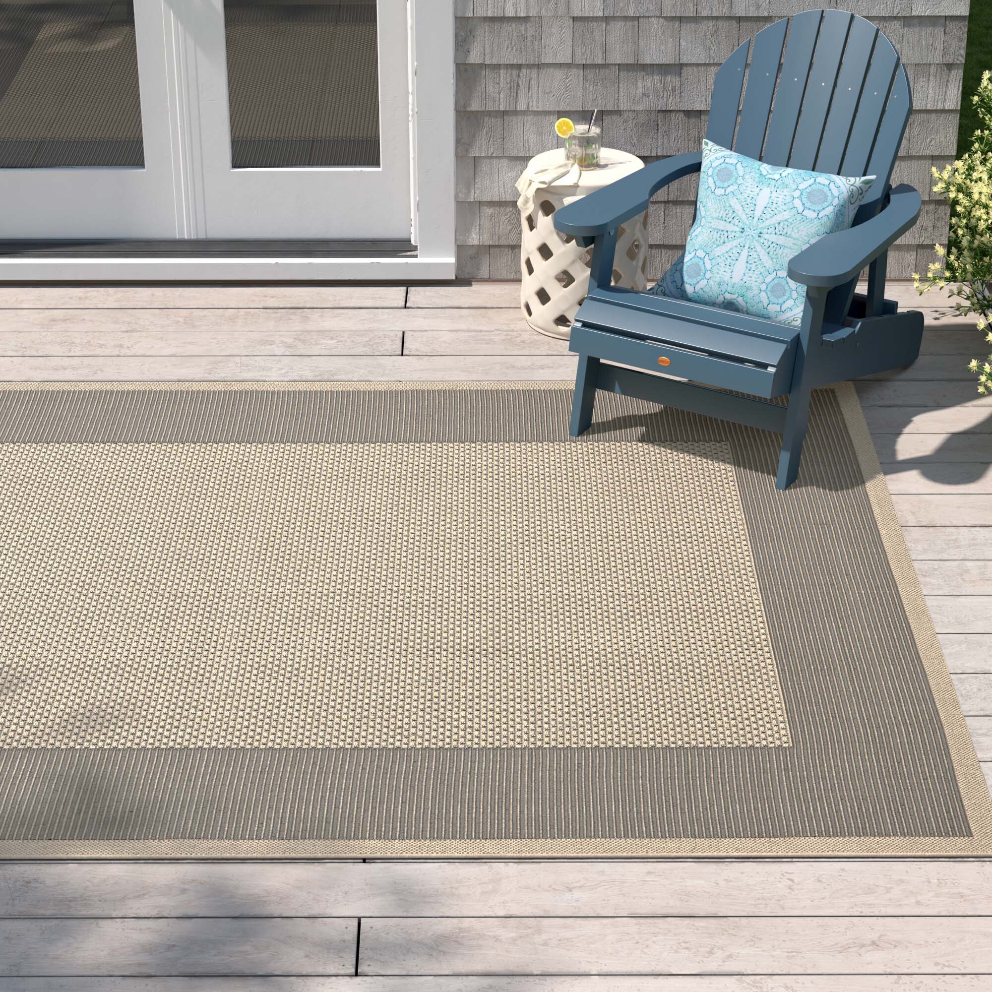 Alegre Bordered Power Loomed Tan Indoor/Outdoor Rug Gracie Oaks Rug Size: Rectangle 6'7 x 9