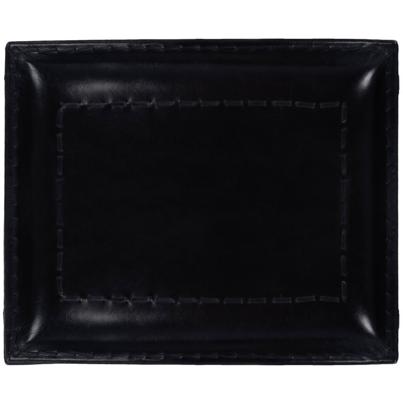 Leather Utility Stool, Black Genuine Leather