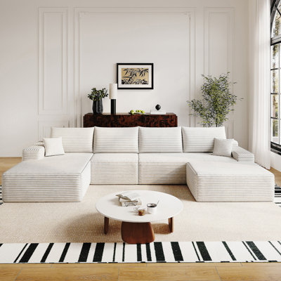 Canapé modulaire de 135 pouces avec repose-pieds Cloud, canapé rembourré minimaliste moderne, canapé en U confortable pour le salon, aucun assemblage requis