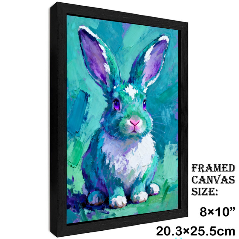 «Black», encadré noir et adorables lapins, art mural, impressions de style rétro, H 11 po x l 9 po