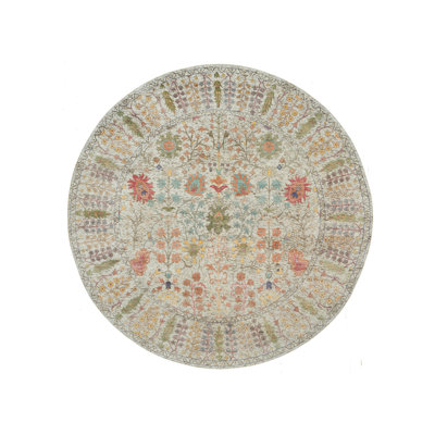 Tapis rond 10 pi x 10 pi en soie et laine noué à la main 88BD695B21F64191B8E48425C26B798B