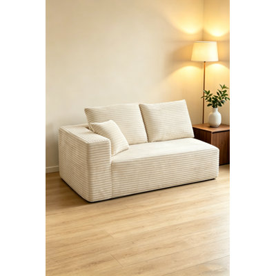 59" Cloud Couch Sectional With Deep Seat & Plush Corduroy Fabric, No Assembly Needed Upholstered Couches For Living Room, Bedroom