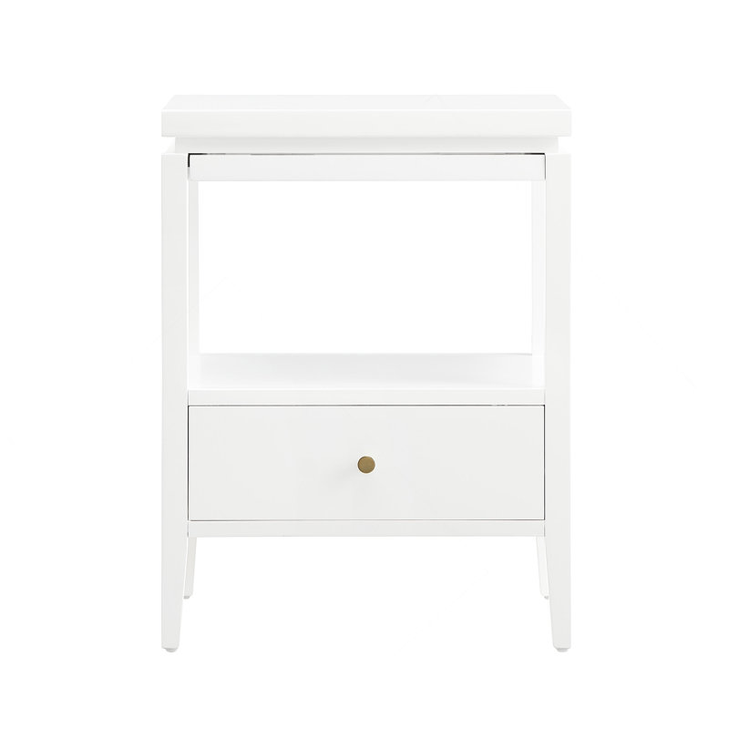 White 1-Drawer Nightstand, White